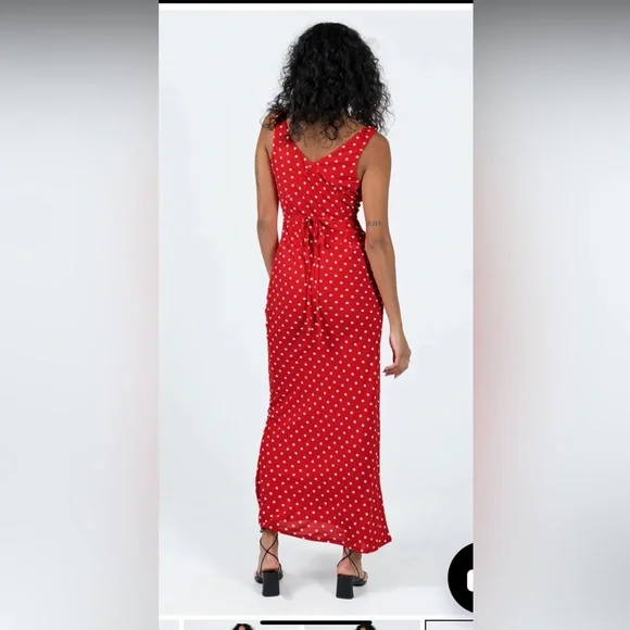 Nellie Red Polka Dot Maxi Dress - Picture 2 of 8